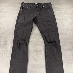 PACSUN Mens Skinny Black Distressed‎ Ripped Jeans Size 30x32 Grunge Skate Goth